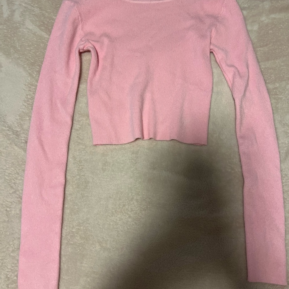 Pink Long Sleeve Crop Top